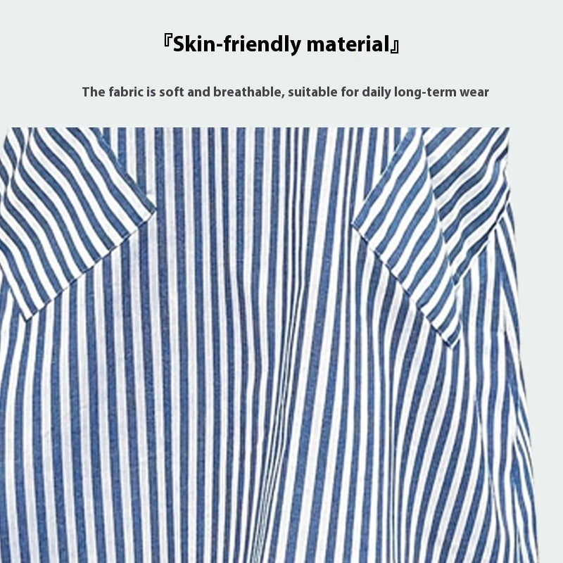 Round Neck Pocket Striped Dress Women - ADJOVIMARK