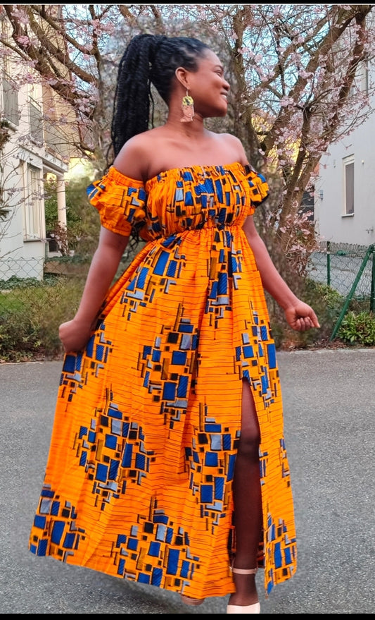 ROBE LONGUE AUX ÉPAULES DENUDEE - ADJOVIMARK