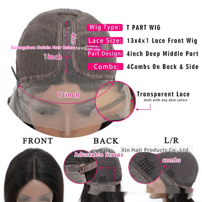 Kinky Straight Part Lace Front Human Hair Wig - ADJOVIMARK