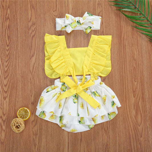 Children's Clothing Foreign Trade New Summer Lemon Print Sleeveless - ADJOVIMARK