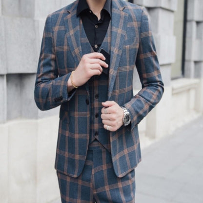 Spring men's new plaid trendy plus size suit - ADJOVIMARK