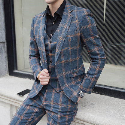 Spring men's new plaid trendy plus size suit - ADJOVIMARK