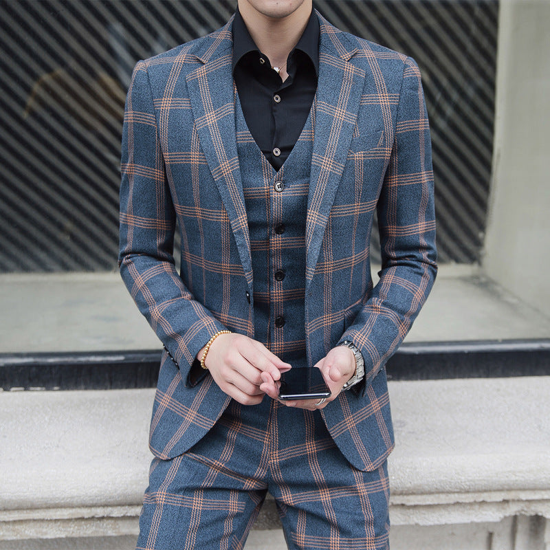 Spring men's new plaid trendy plus size suit - ADJOVIMARK