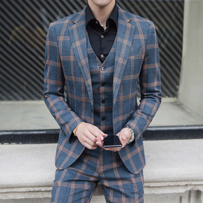 Spring men's new plaid trendy plus size suit - ADJOVIMARK