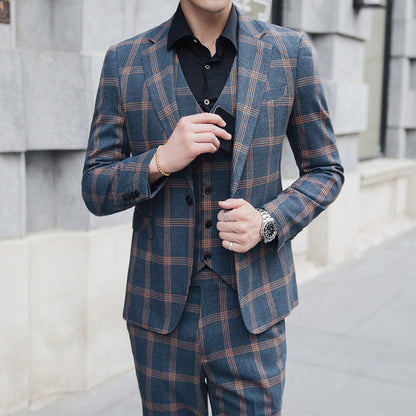 Spring men's new plaid trendy plus size suit - ADJOVIMARK