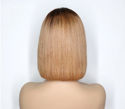 Ombre Colored Short Bob Wig T4B 27 Lace Front Human HairWigs - ADJOVIMARK