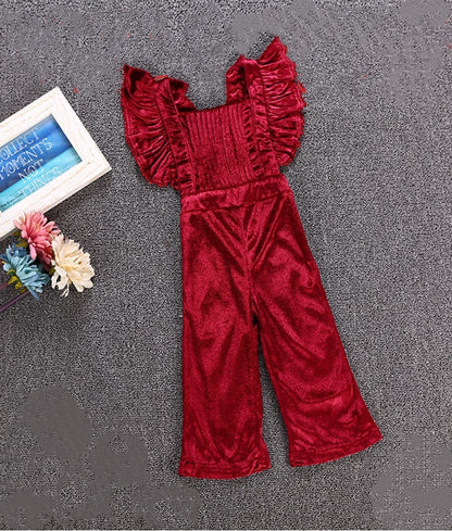 Clothes Children's Baby Summer Jumpsuit Girls' Jumpsuit Wine Red